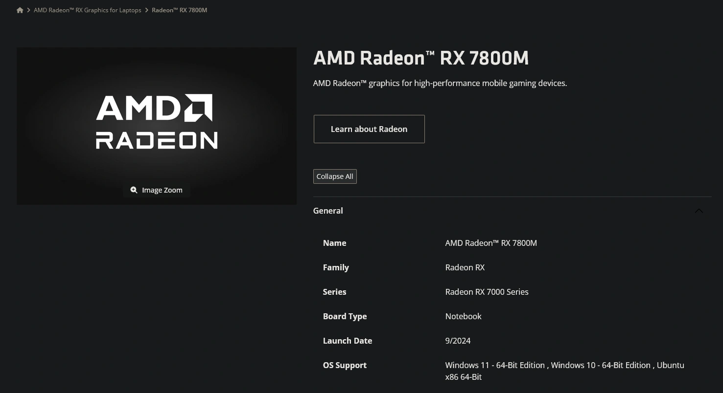 Amd Radeon Mobile Rx 7800m