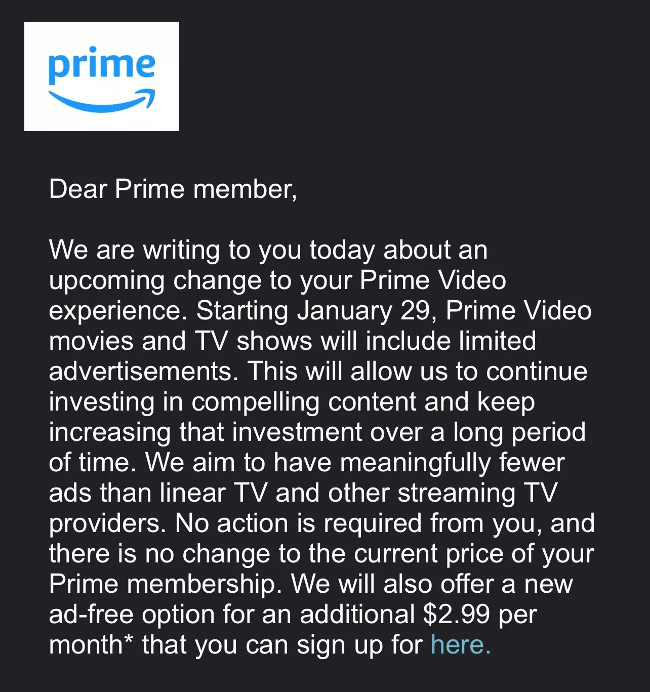Amazon Prime Video Lettre Avertissement Publicite