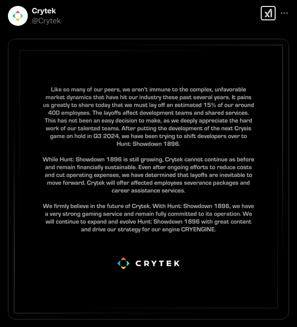 Crytek Annonce Licenciement Crysis