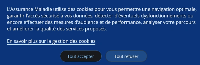 Banniere Cookies Ameli