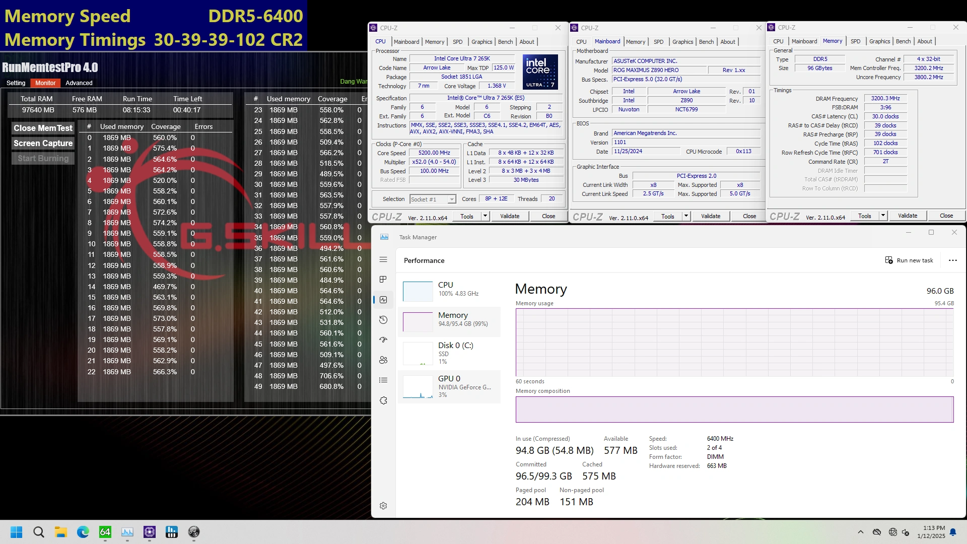 Gskill Ddr5 6400 C30 48gbx2 Intel Screenshot