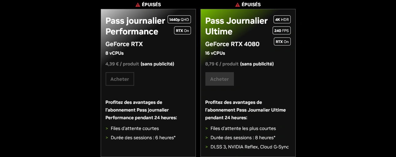 Geforce Now Passes Journaliers