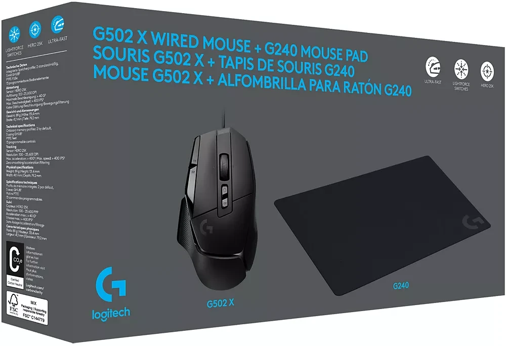 Pack Logitech G502x G240