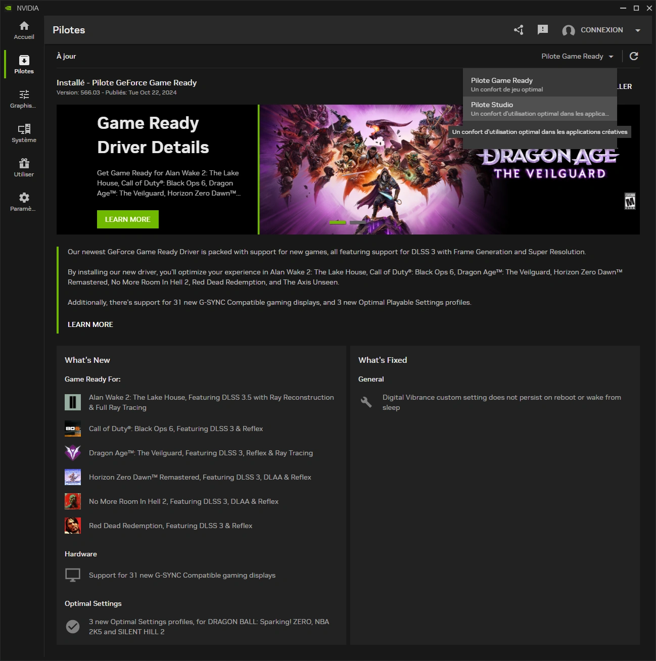 Nvidia App : configuration des pilotes en mode Game Ready ou Studio 