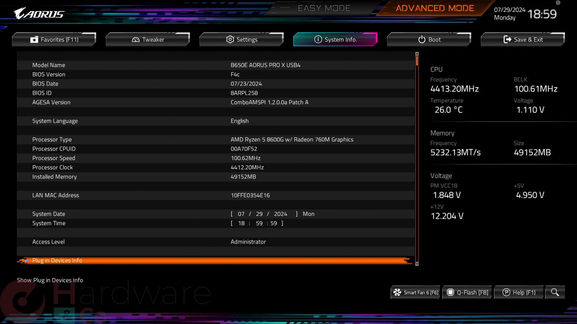 Gigabyte B650e Aorus Pro X Usb4 Bios Advanced System Info