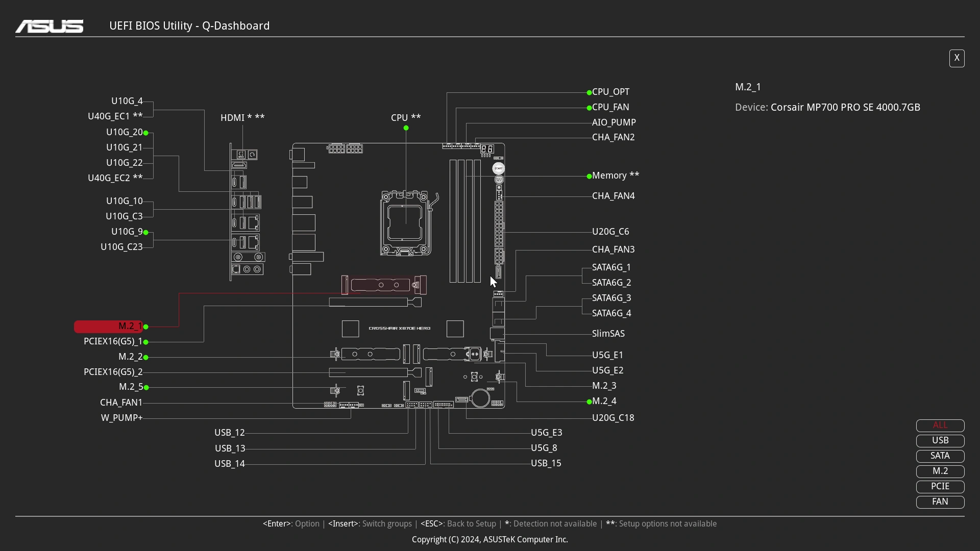 Asus ROG Crosshair X870E Hero : UEFI Q-Dashboard