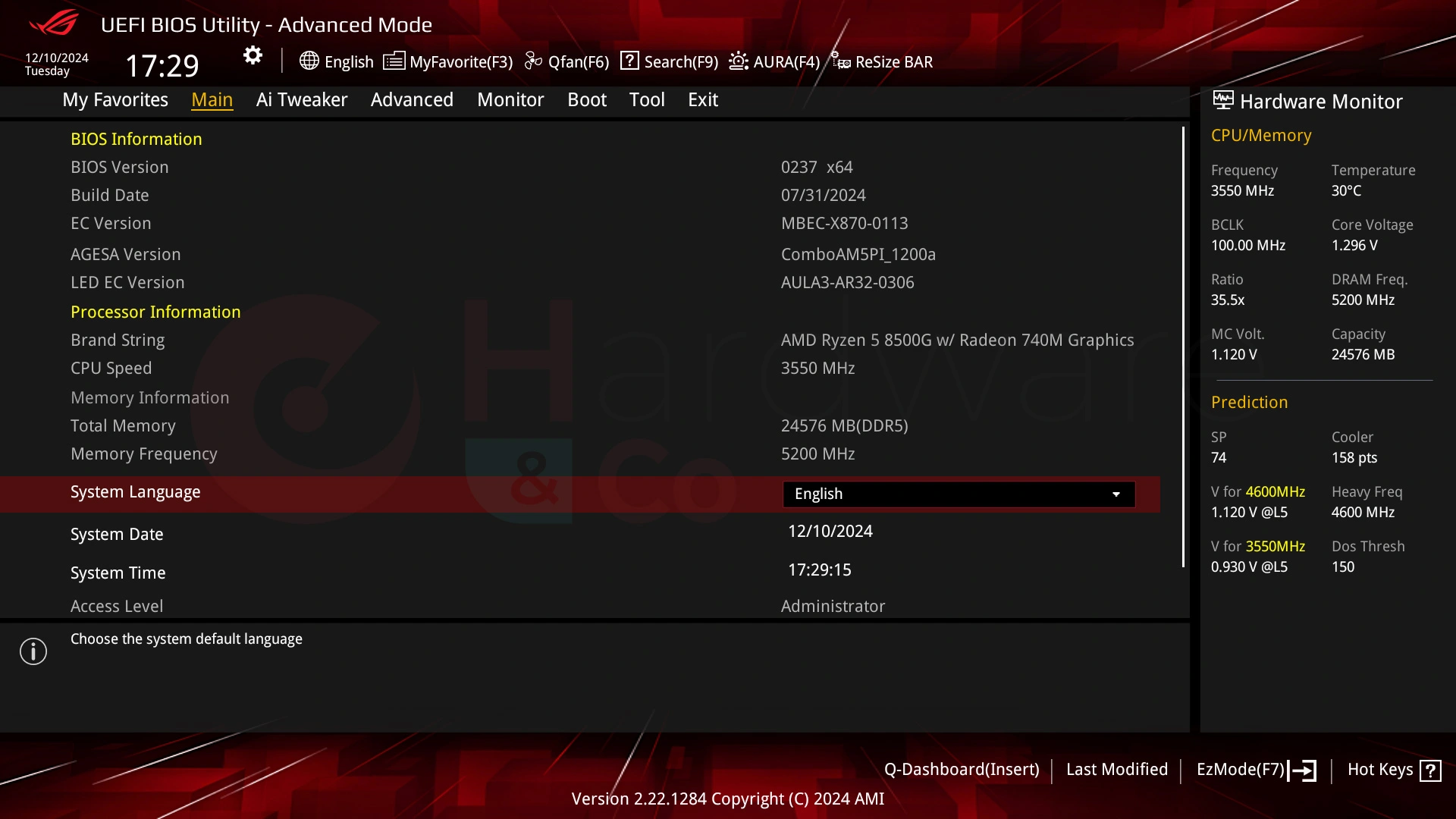 Asus Rog X870 I Gaming Wifi Bios Advanced Main