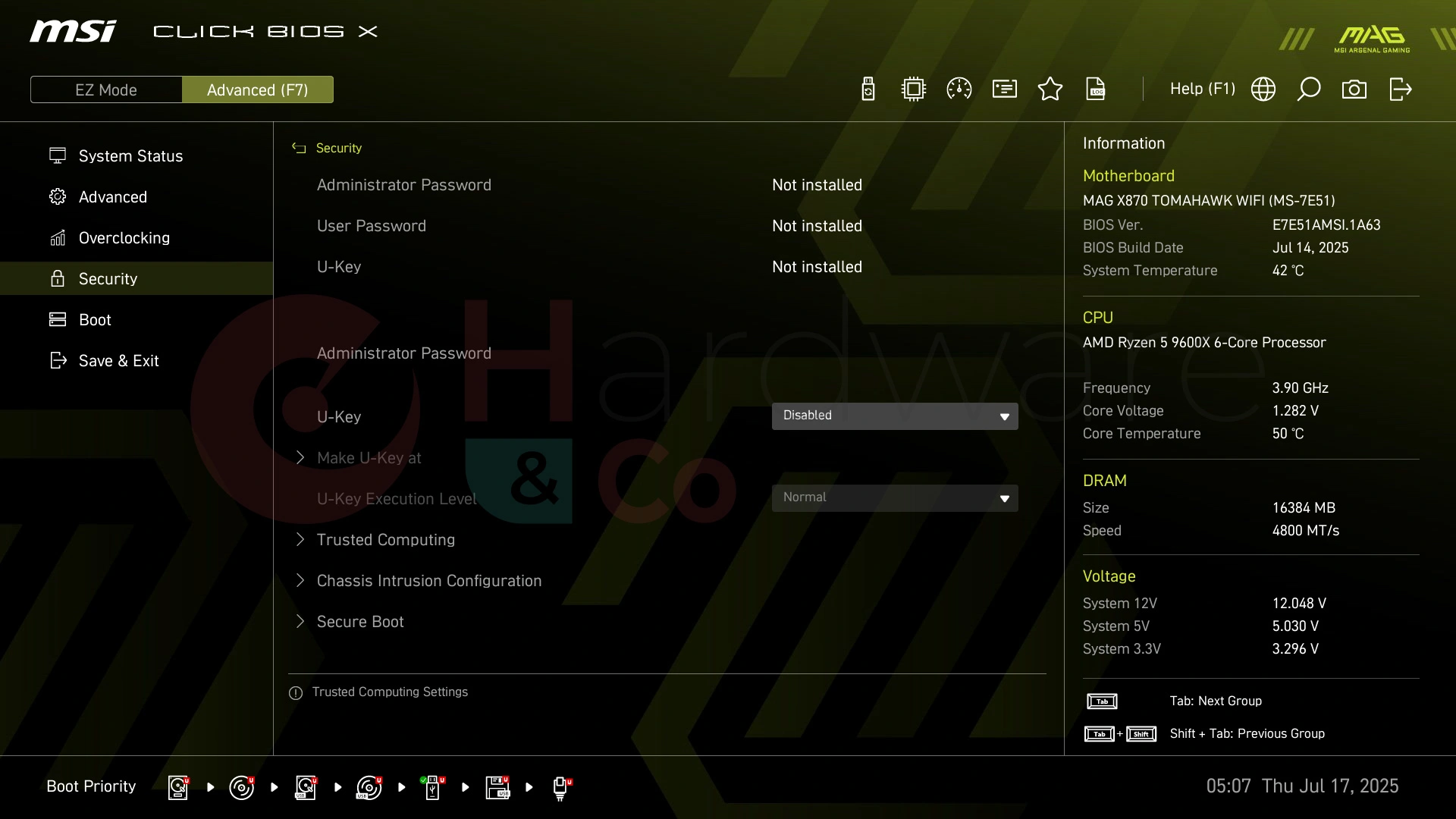 Msi Mag X870 Tomahawk Wifi Bios Advanced Security