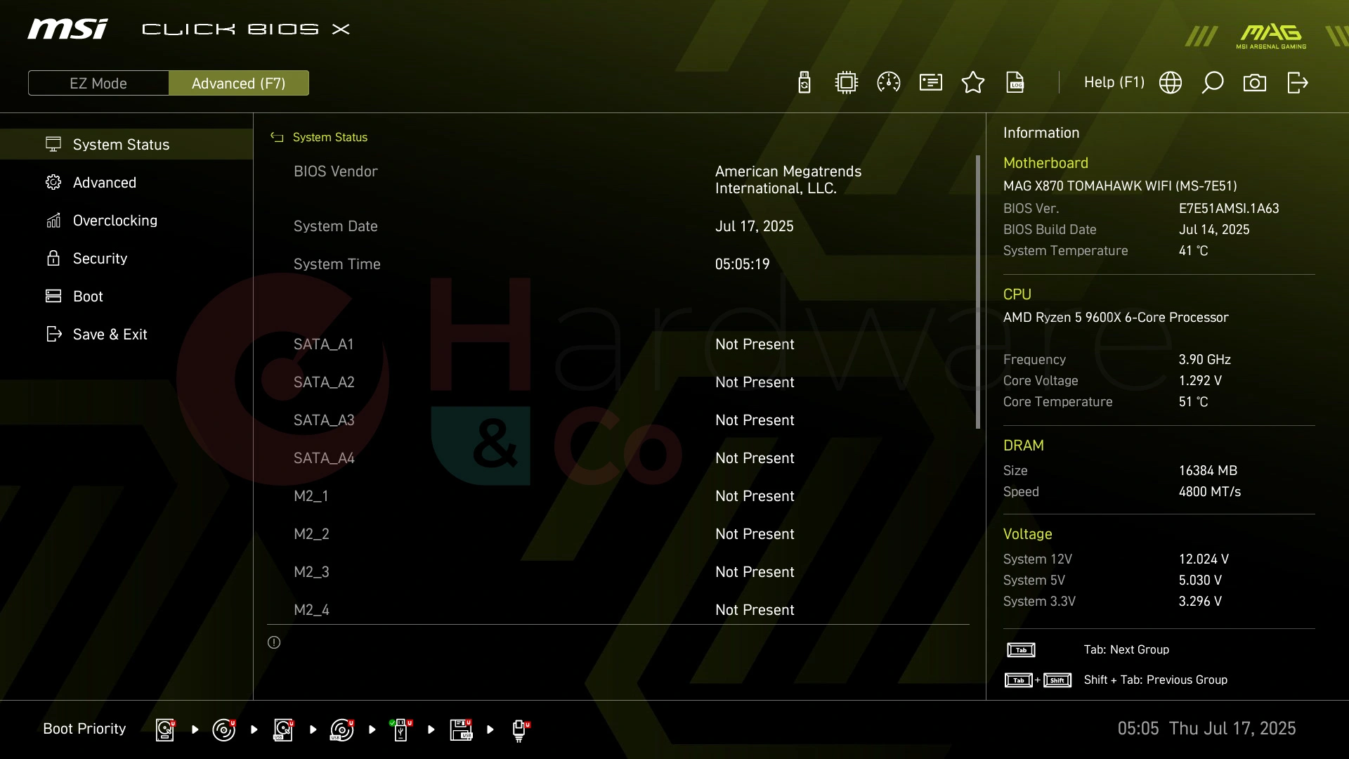 Msi Mag X870 Tomahawk Wifi Bios Advanced System Statuts