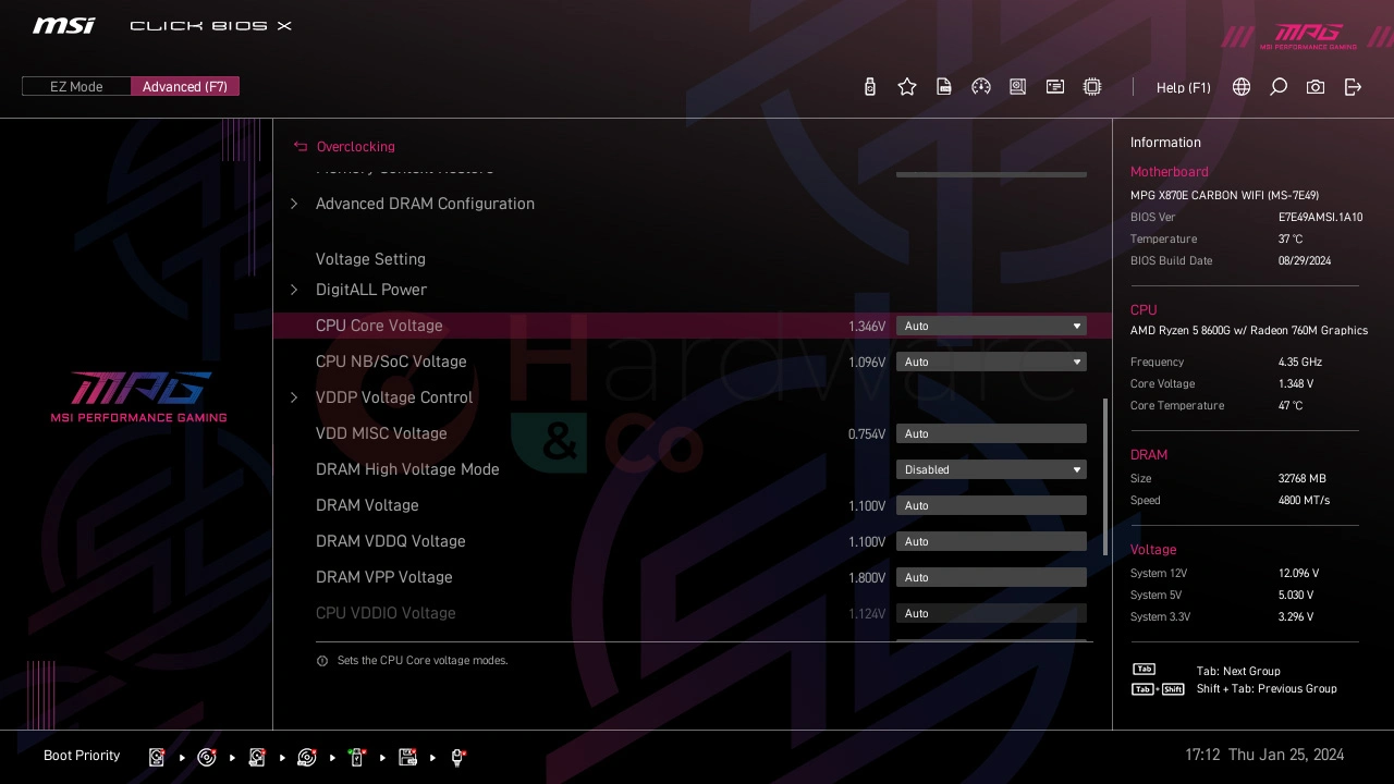 Msi X870e Carbon Wifi Bios Overclocking 2