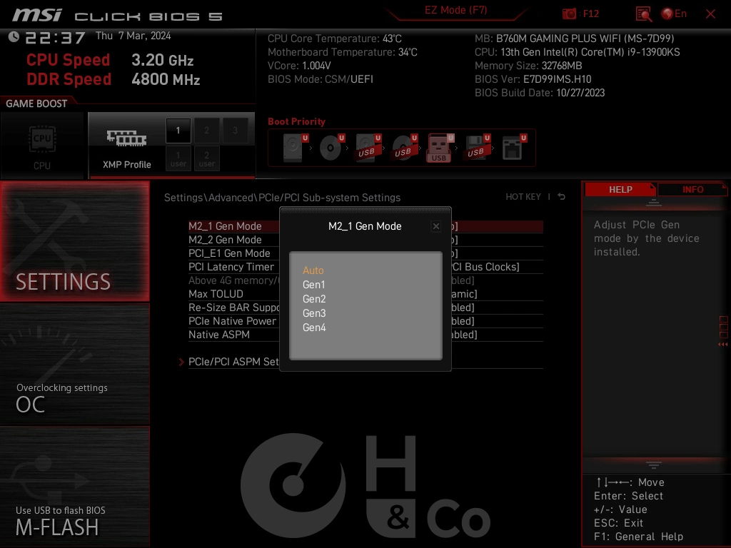 SETTINGS GESTION LIGNES PCIe