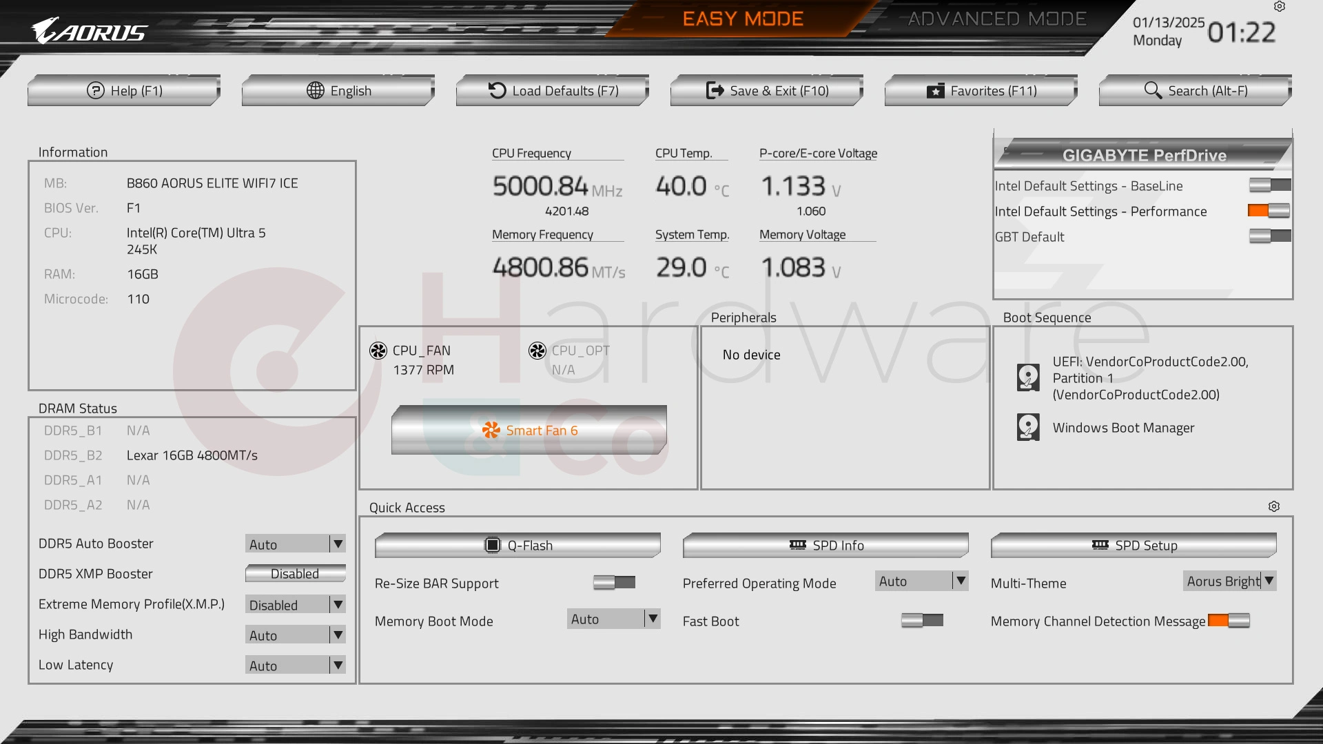 Gigabyte B860 Aorus Elite Wifi7 Ice Easy Bios