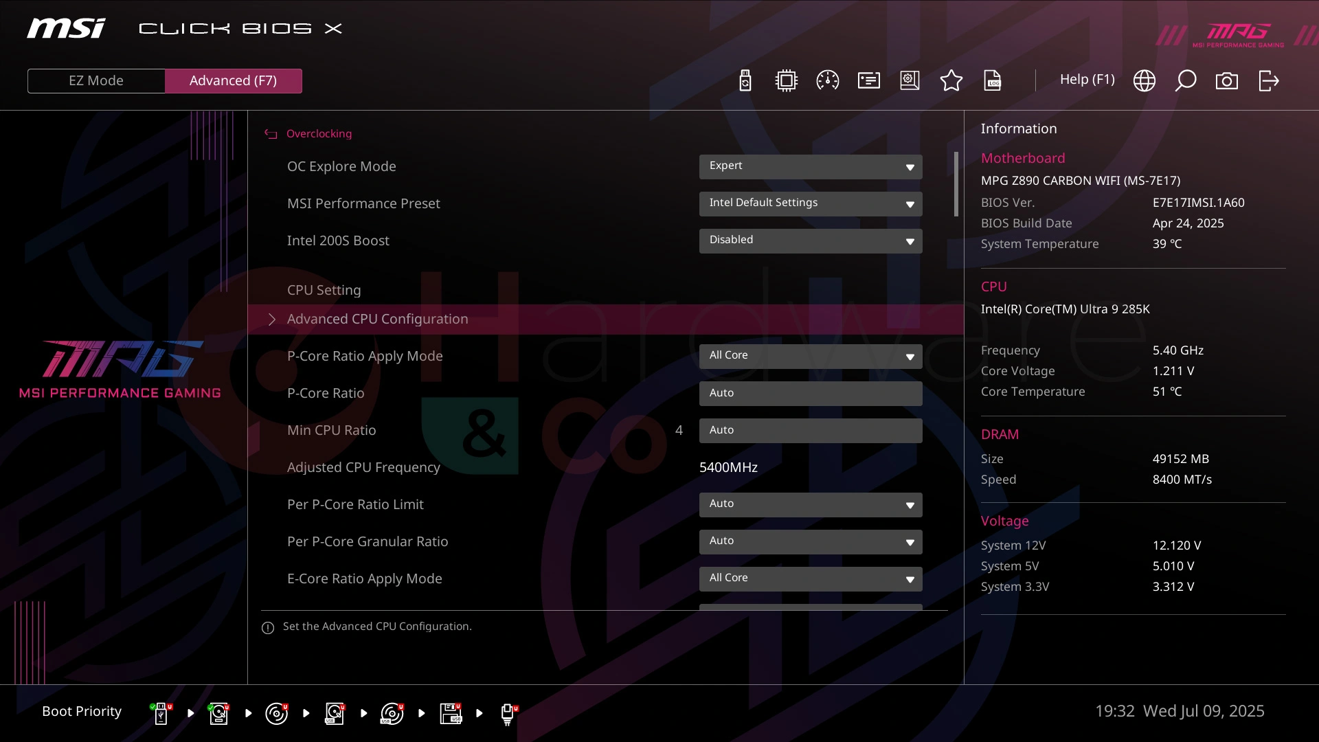 Msi Mag Z890 Carbon Wifi Bios Advanced Overclocking1