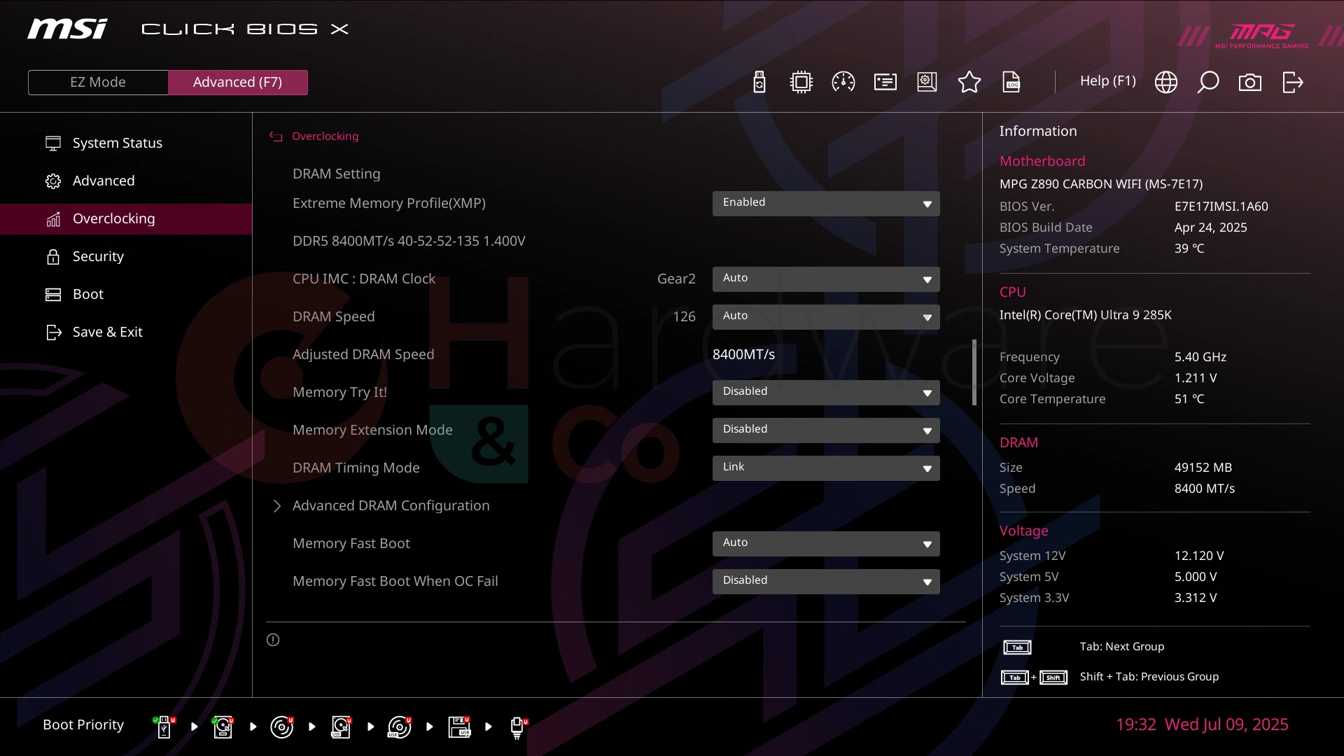 Msi Mag Z890 Carbon Wifi Bios Advanced Overclocking2