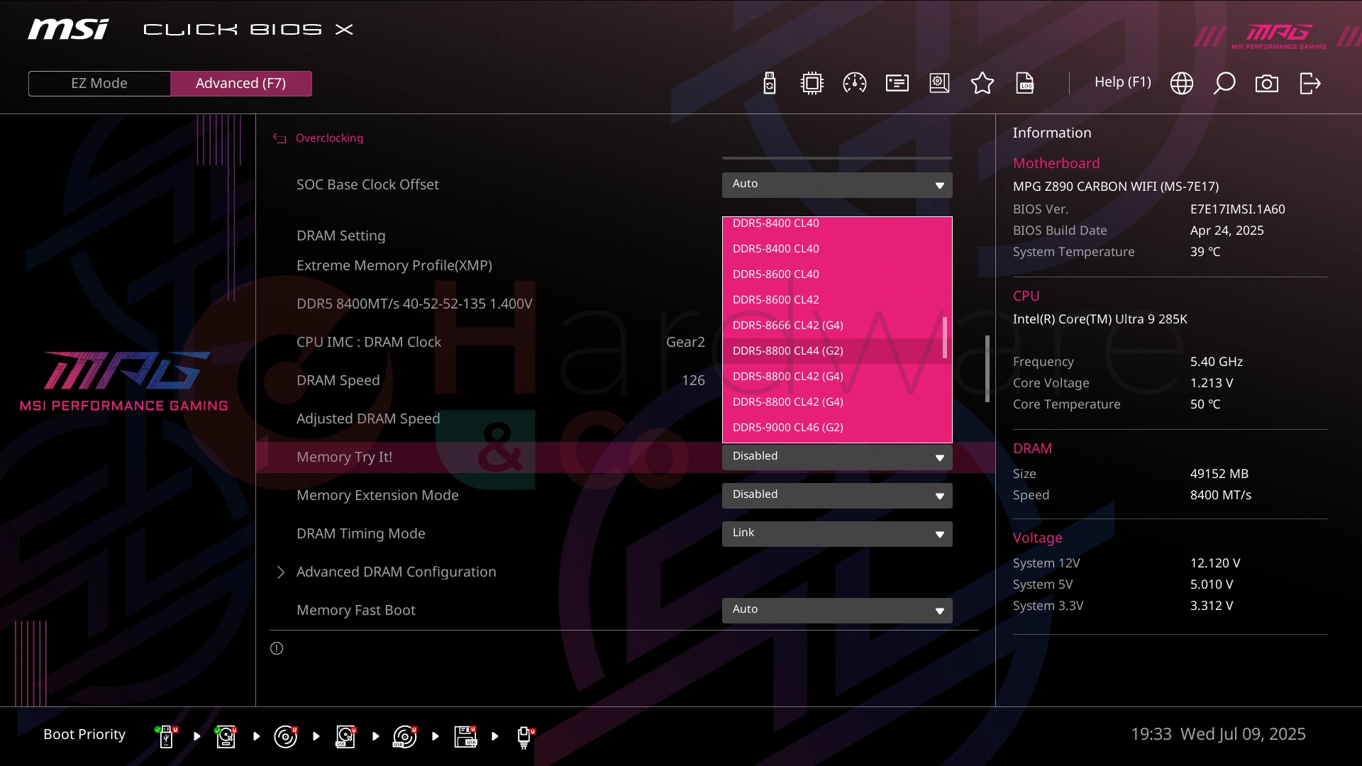 Msi Mag Z890 Carbon Wifi Bios Advanced Overclocking3