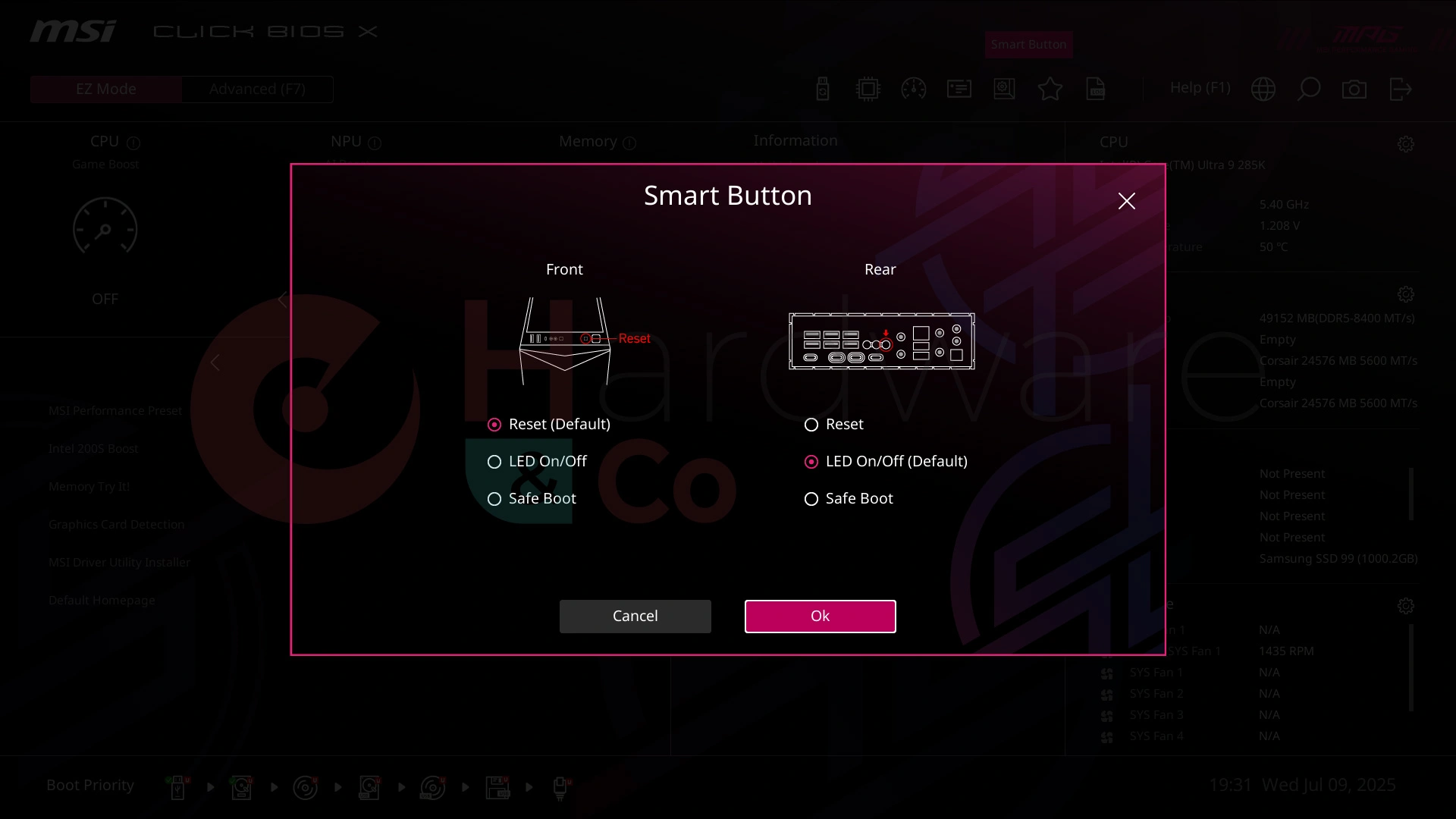 Msi Mag Z890 Carbon Wifi Bios Advanced Smart Button