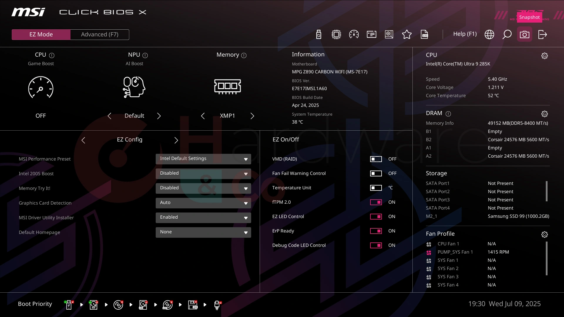 Msi Mag Z890 Carbon Wifi Bios Ez Mode