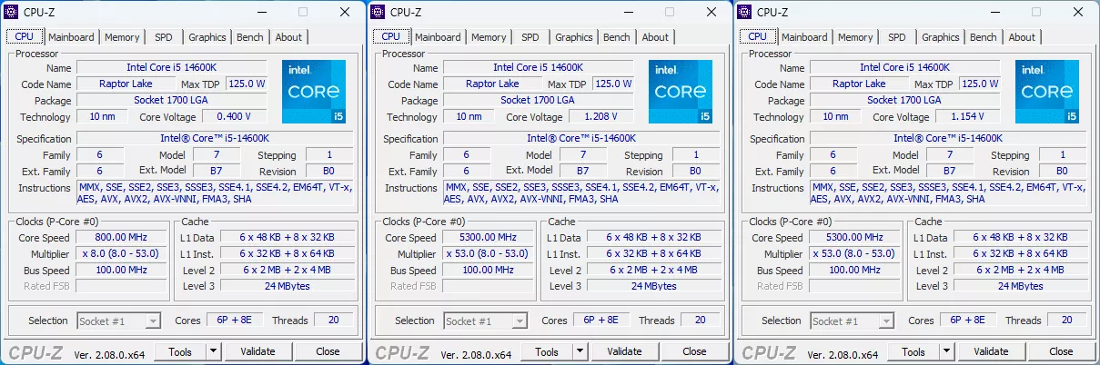 Fréquences du Core i5-14600K