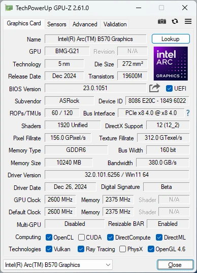 Gpu Z Asrock B570 Challenger Principal