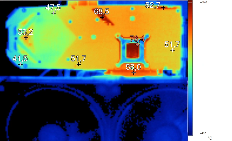 PowerColor RX 9070 XT Red Devil : image thermique en charge (bios oc)