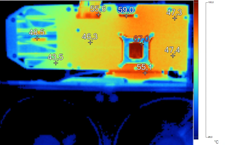 PowerColor RX 9070 Hellhound : image thermique en charge (bios Silent)