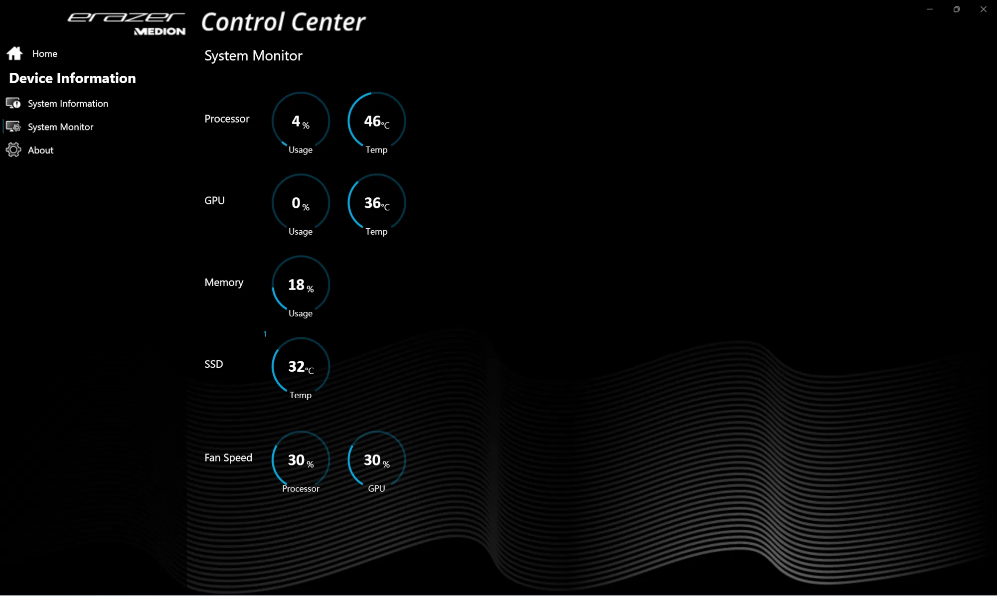 Medion Erazer Control Center System Monitor