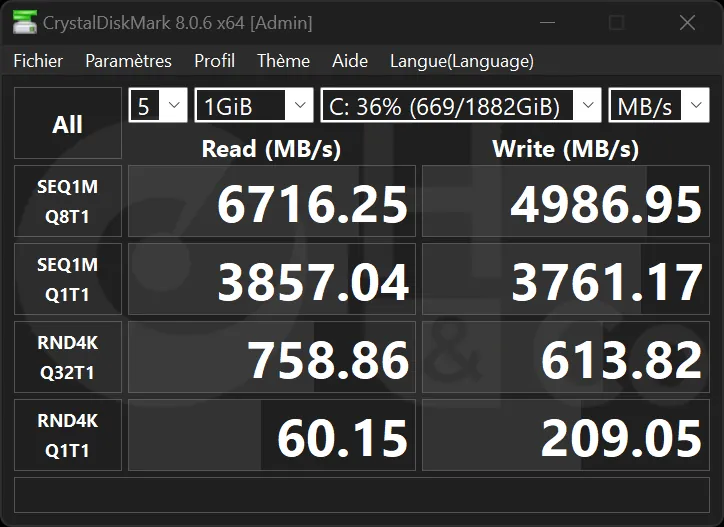 Razer Blade16 2024 Crystaldiskmark