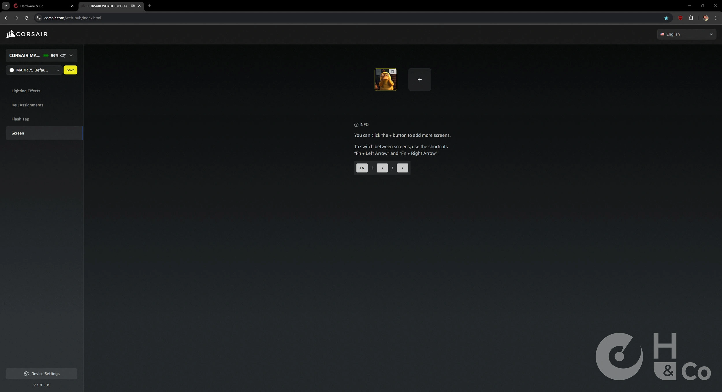 Corsair Web HUB - Screen