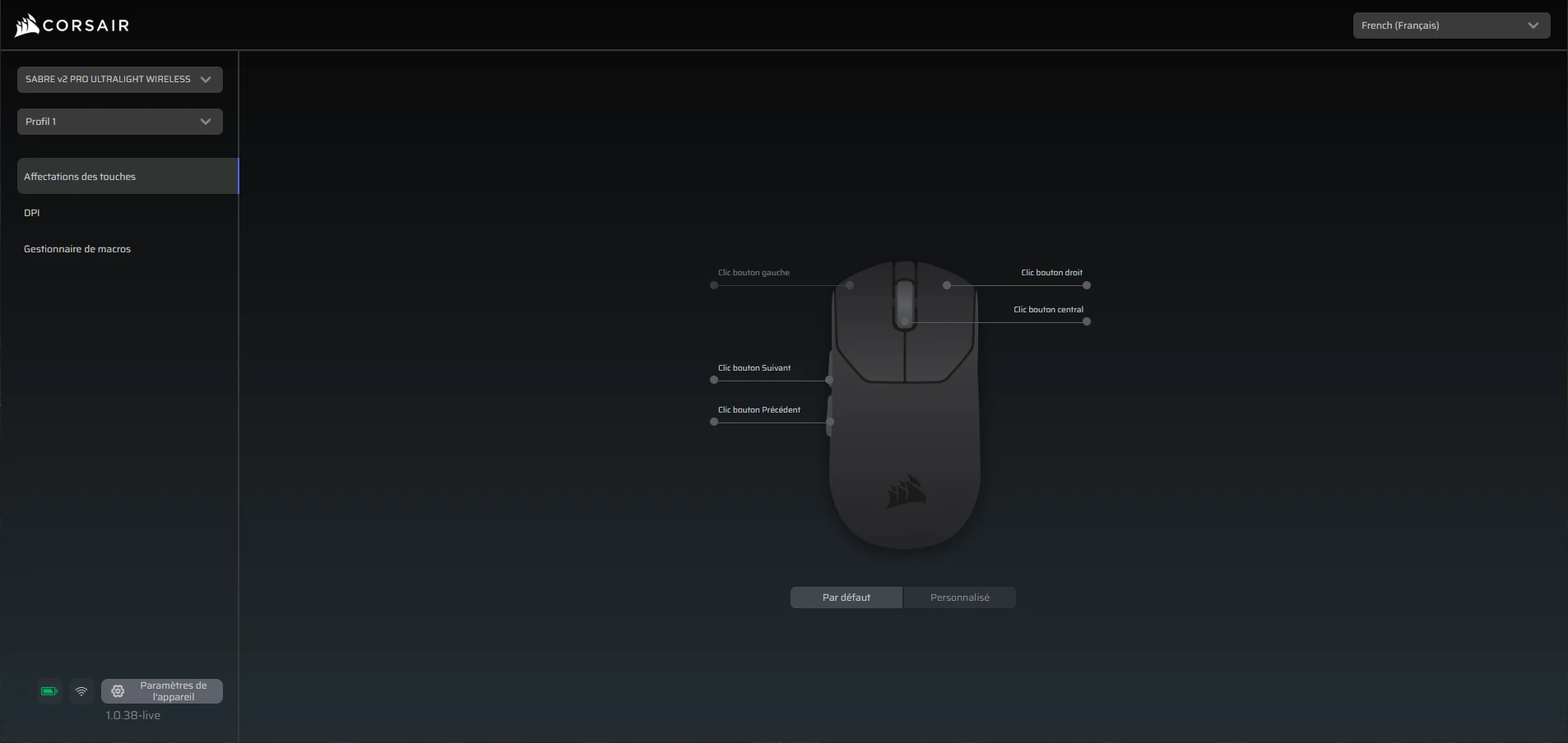 Corsair Sabre Pro Wireless V2 Buttons