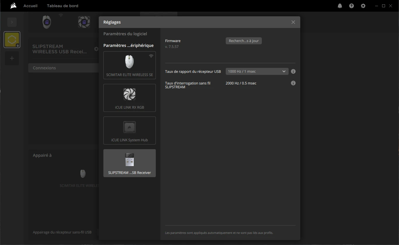 Corsair Scimitar Se Elite Wireless Icue Reglage Dongle