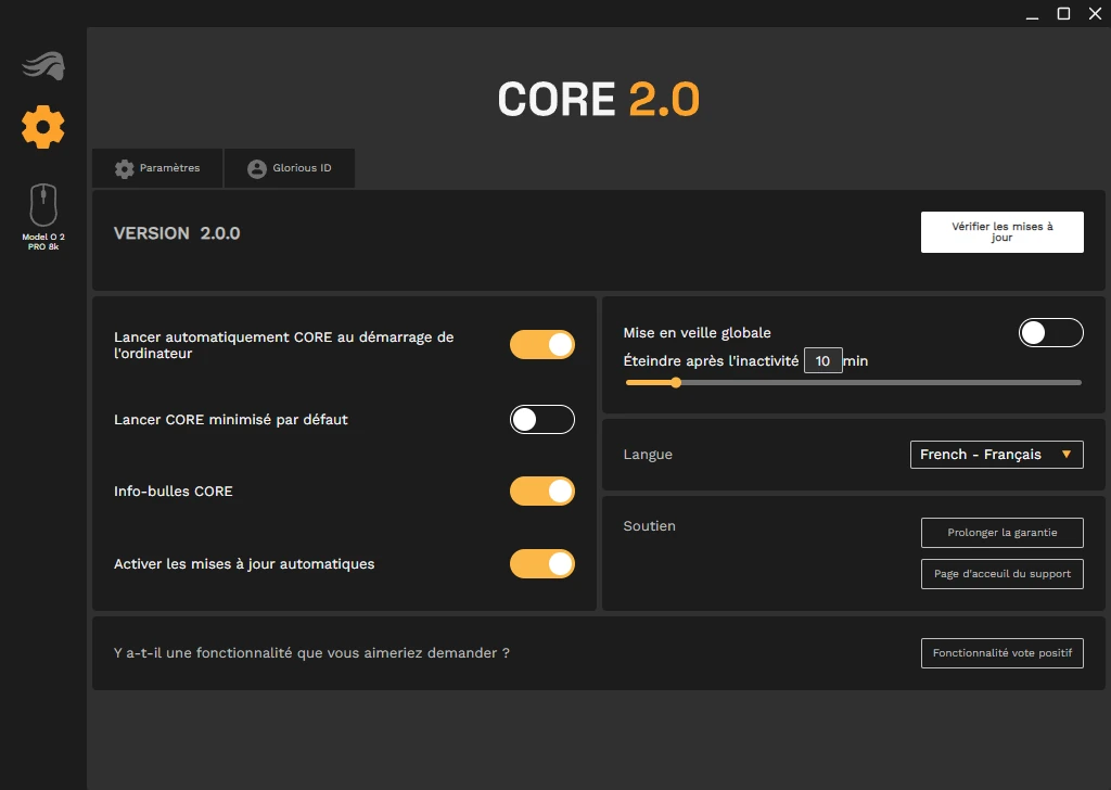 Glorious Model O2 Global Settings