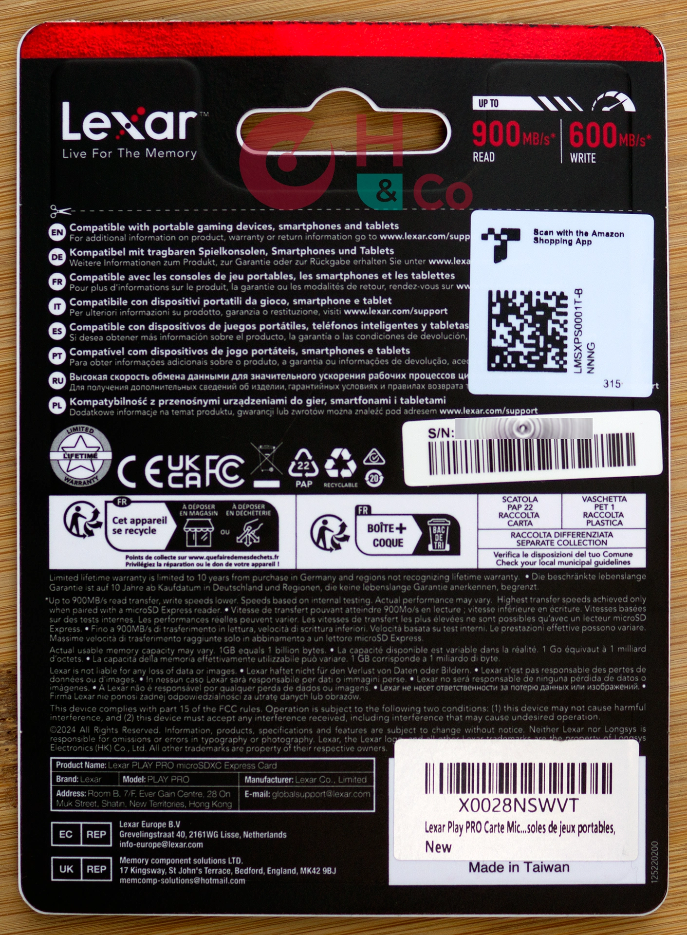 Lexar microSD Express Play Pro 1 To : emballage face arrière
