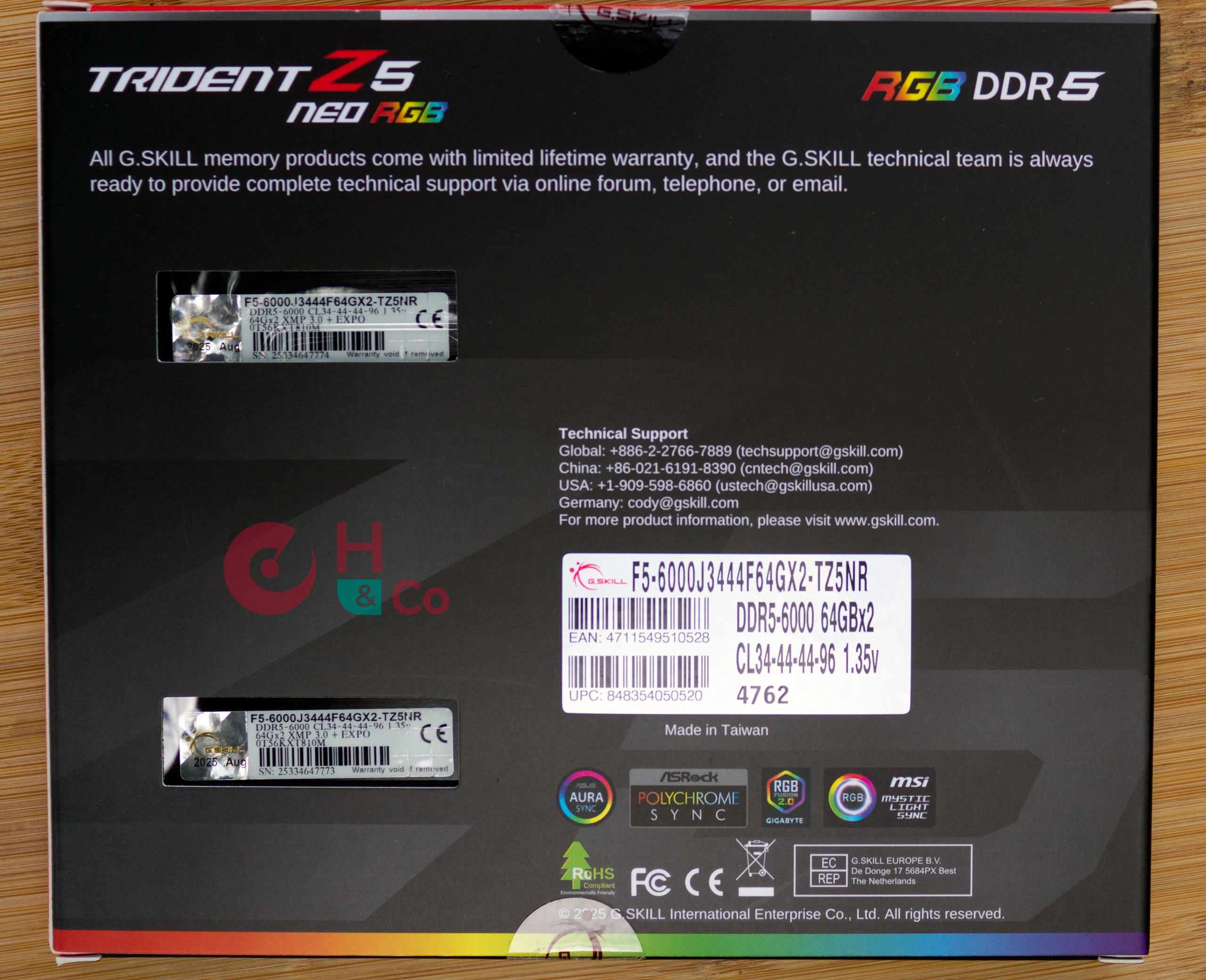 G.Skill Trident Z5 Neo RGB : boite face arrière