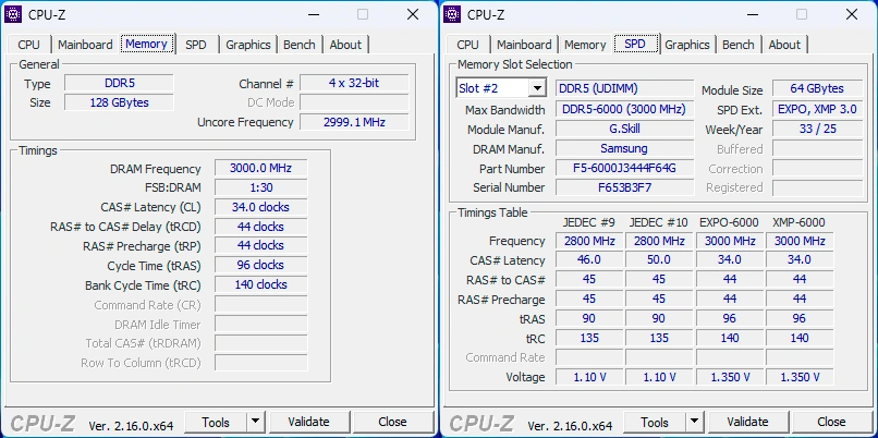 CPU-Z des G.Skill Trident Z5 Neo RGB