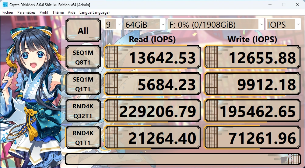 CrystalDiskMark NM1090 Pro 2 To (IOPS)