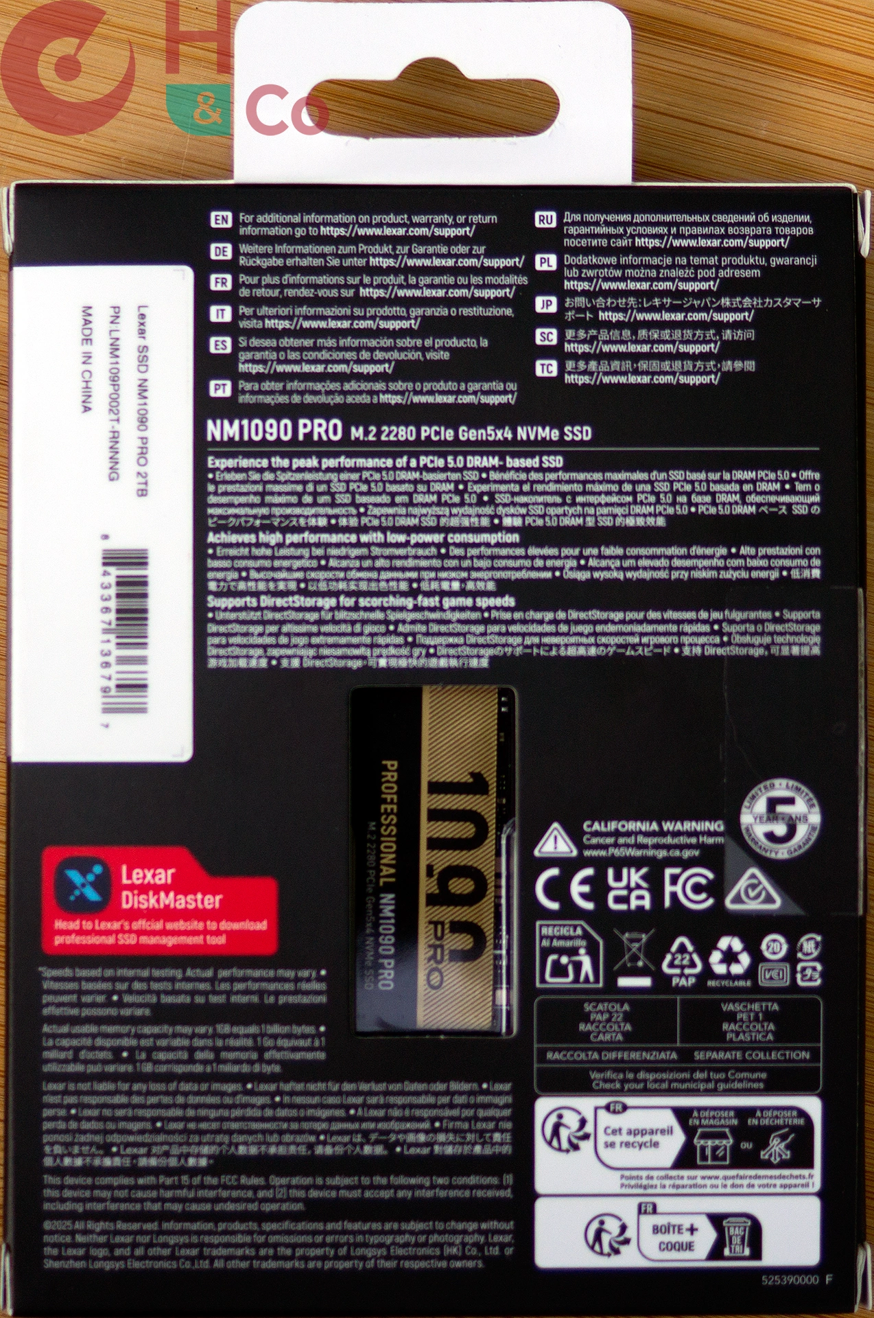 Lexar NM1090 Pro : face arrière de la boite