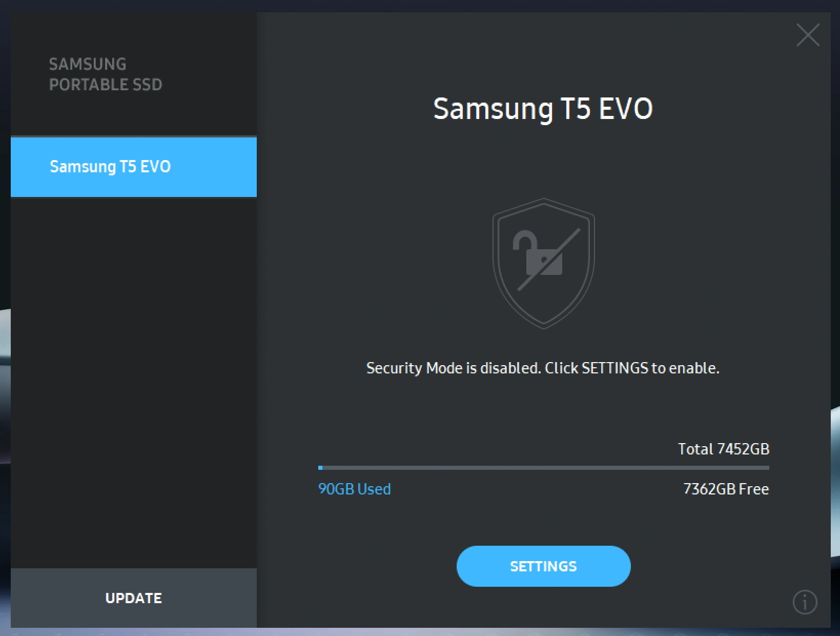 Samsung T5 Evo Software Home