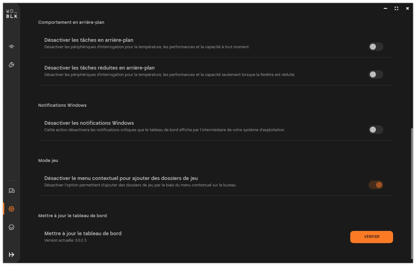 Dashboard : paramètres (suite)