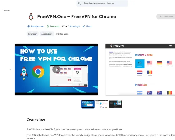 Freevpn One Chrome Store Thumb
